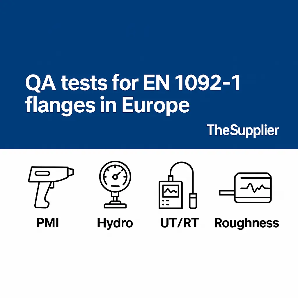 QA tests for EN 1092-1 flanges in Europe — PMI, Hydro, UT/RT, Roughness — TheSupplier