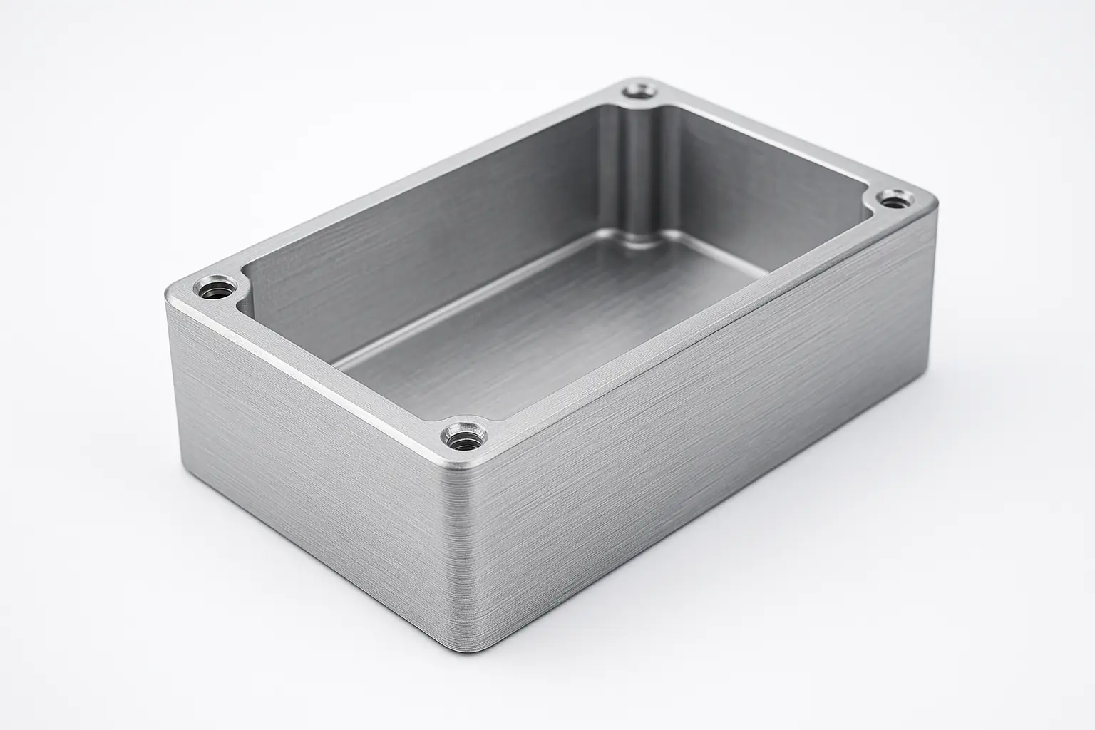 CNC milled aluminum enclosure before anodizing with Ra 1.2 µm finish, tool marks visible — TheSupplier