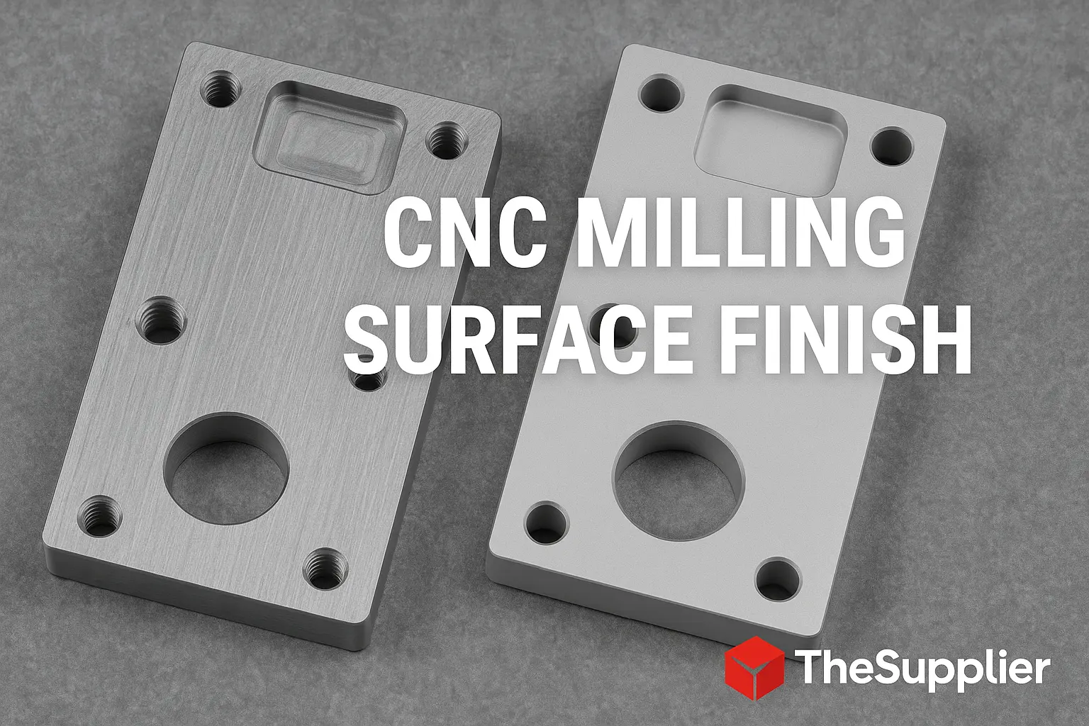 CNC milled aluminum plates showing as-machined and bead-blast finishes