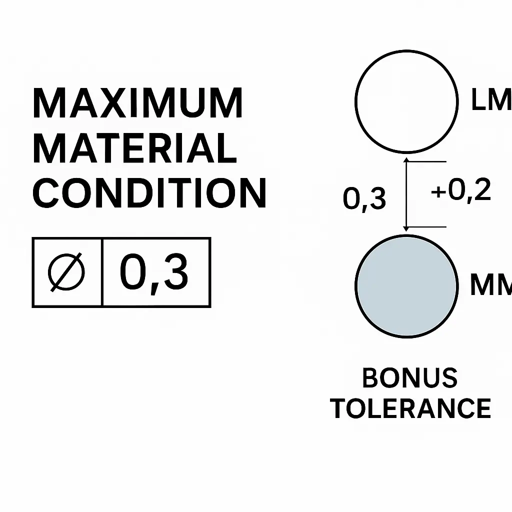 Maximum Material Condition with bonus tolerance example for holes