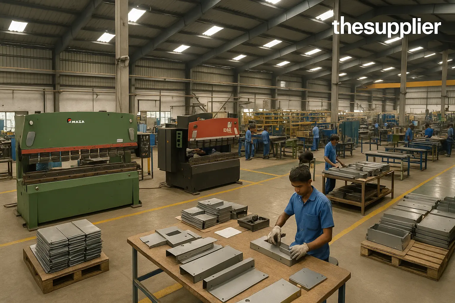 India production shop-floor — laser cutting & stamping line readiness with quality checks — TheSupplier