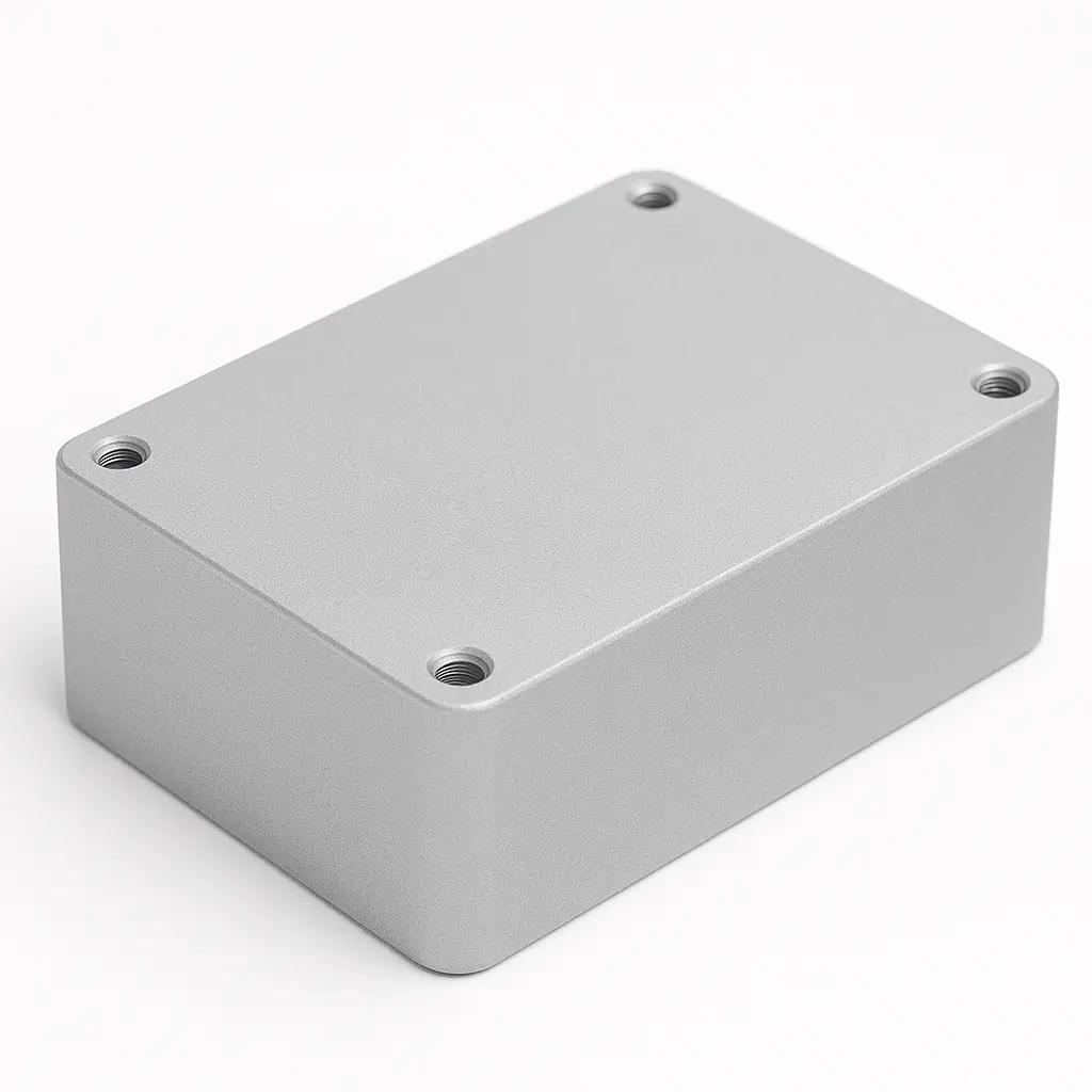 Bead-blasted and clear anodized CNC aluminum part with uniform matte surface finish — TheSupplier